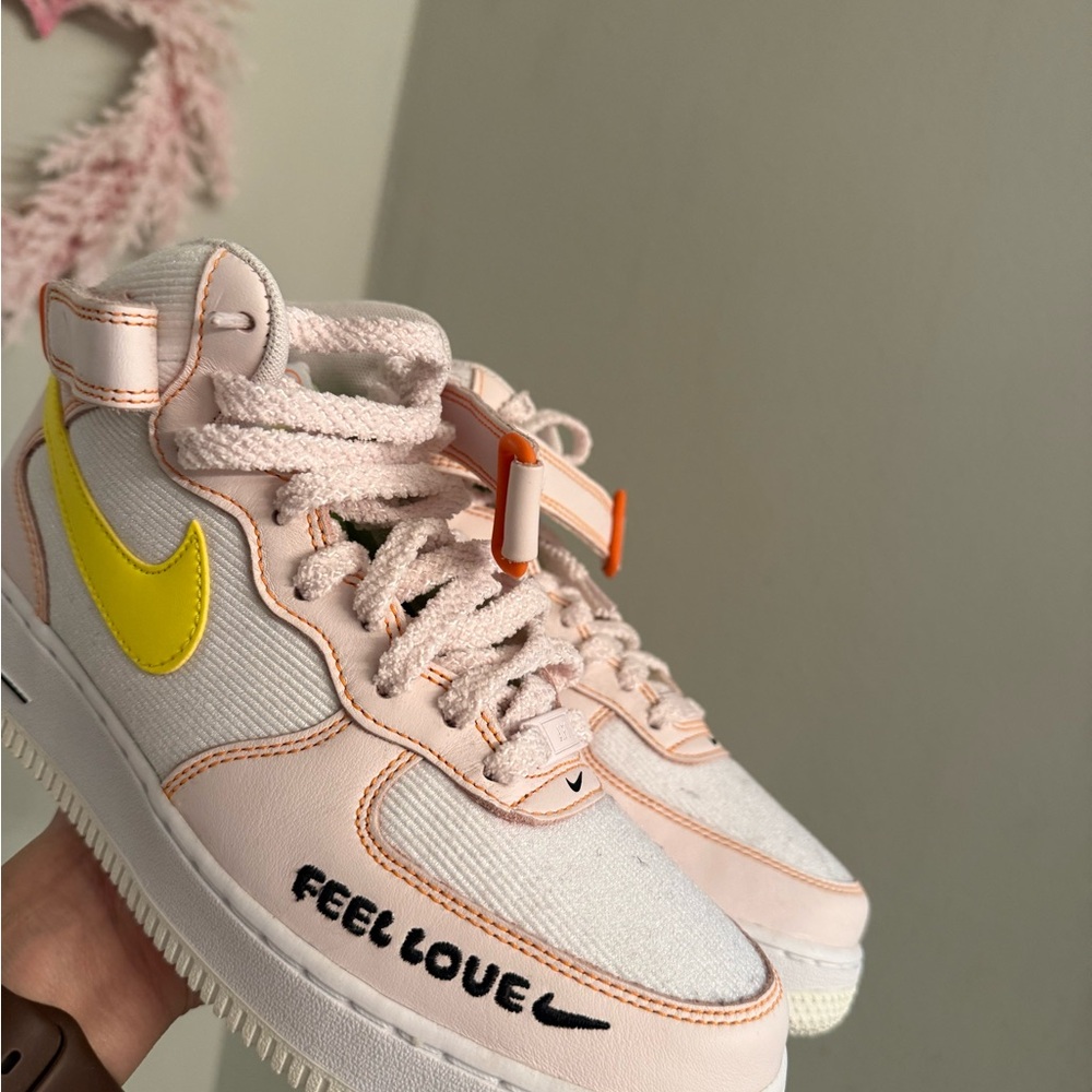 Nike Air Force 1 with Yellow Swoosh and Peach Accents